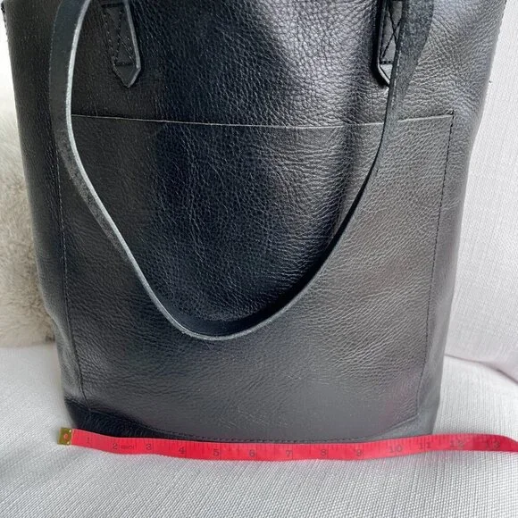 Madewell Medium Transport Tote Black Leather Open Top Shoulder Bag Classic - Picture 13 of 14